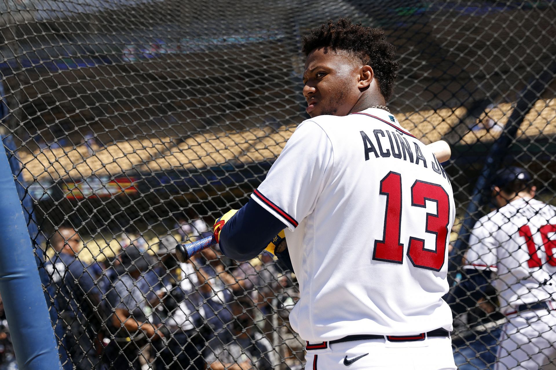 Acuna during the 2022 Gatorade All-Star Workout Day at Dodger Stadium