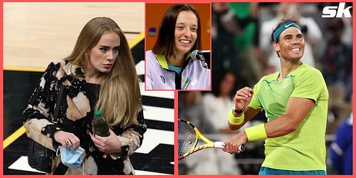 Iga Swiatek [inset] recently answered a question about Adele [left] and Rafael Nadal