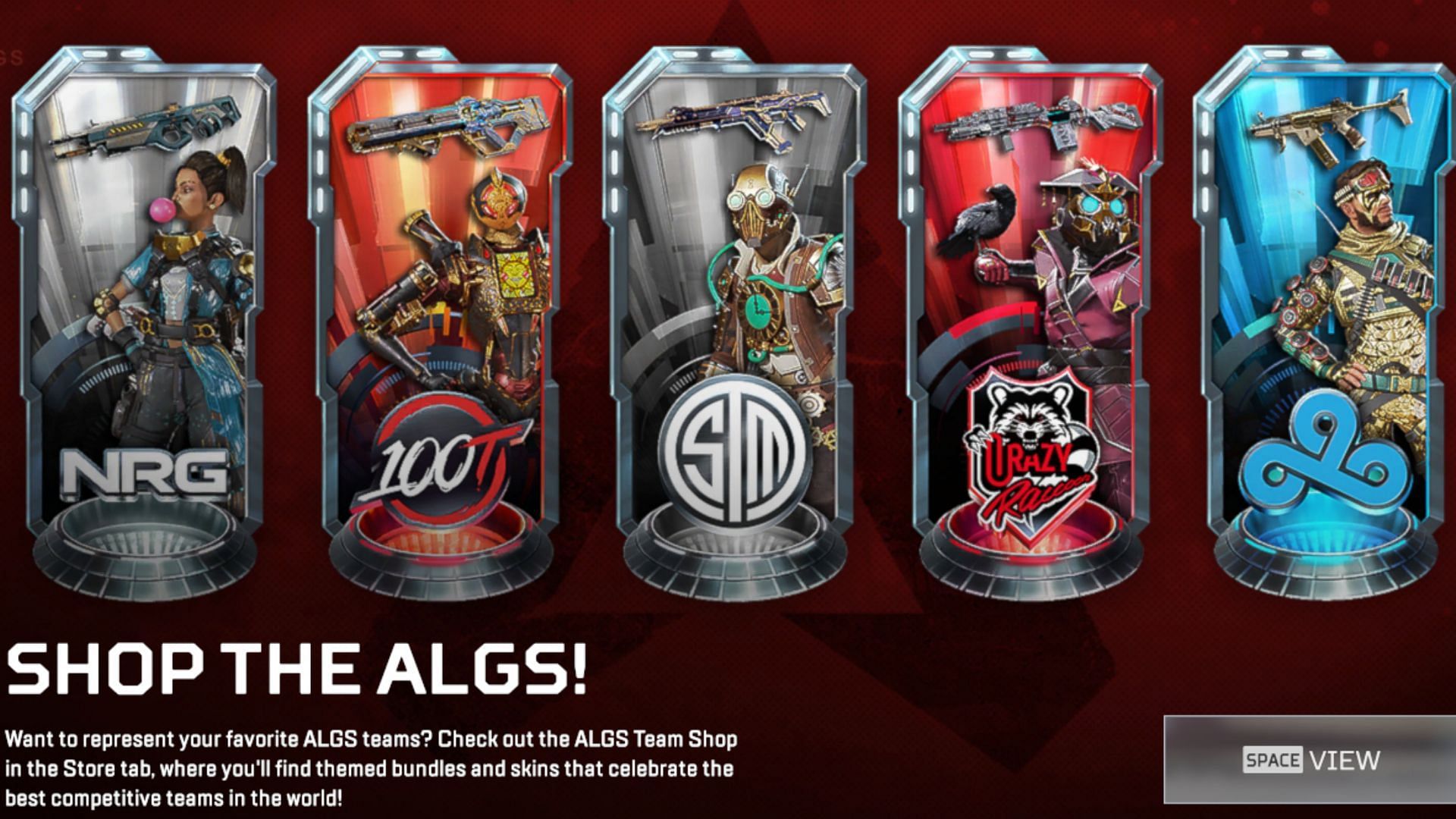 Apex Legends introduces ALGS Team Shop Esports Cosmetics for TSM, NRG