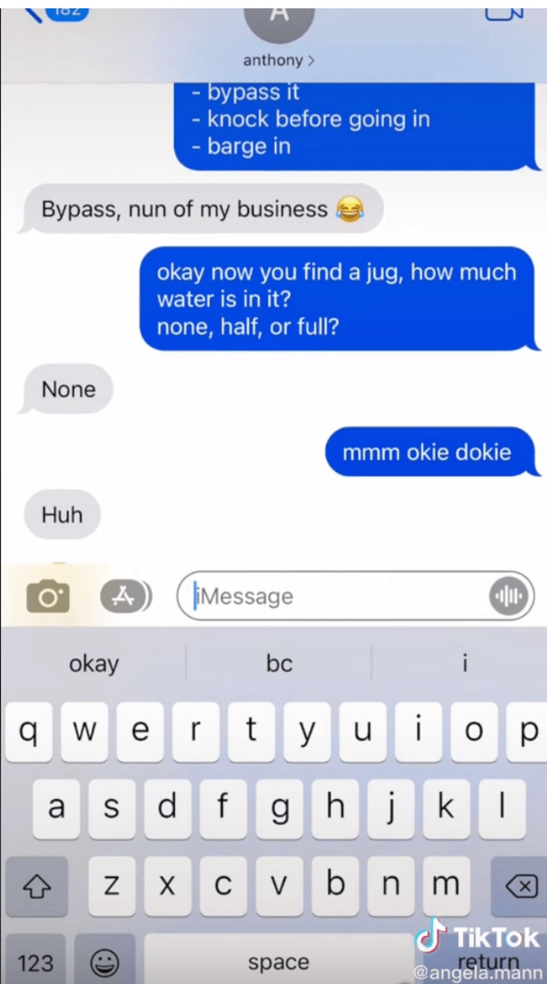 A user on posts a video about asking questions to his partner. (Image via @angela.mann/ TikTok)