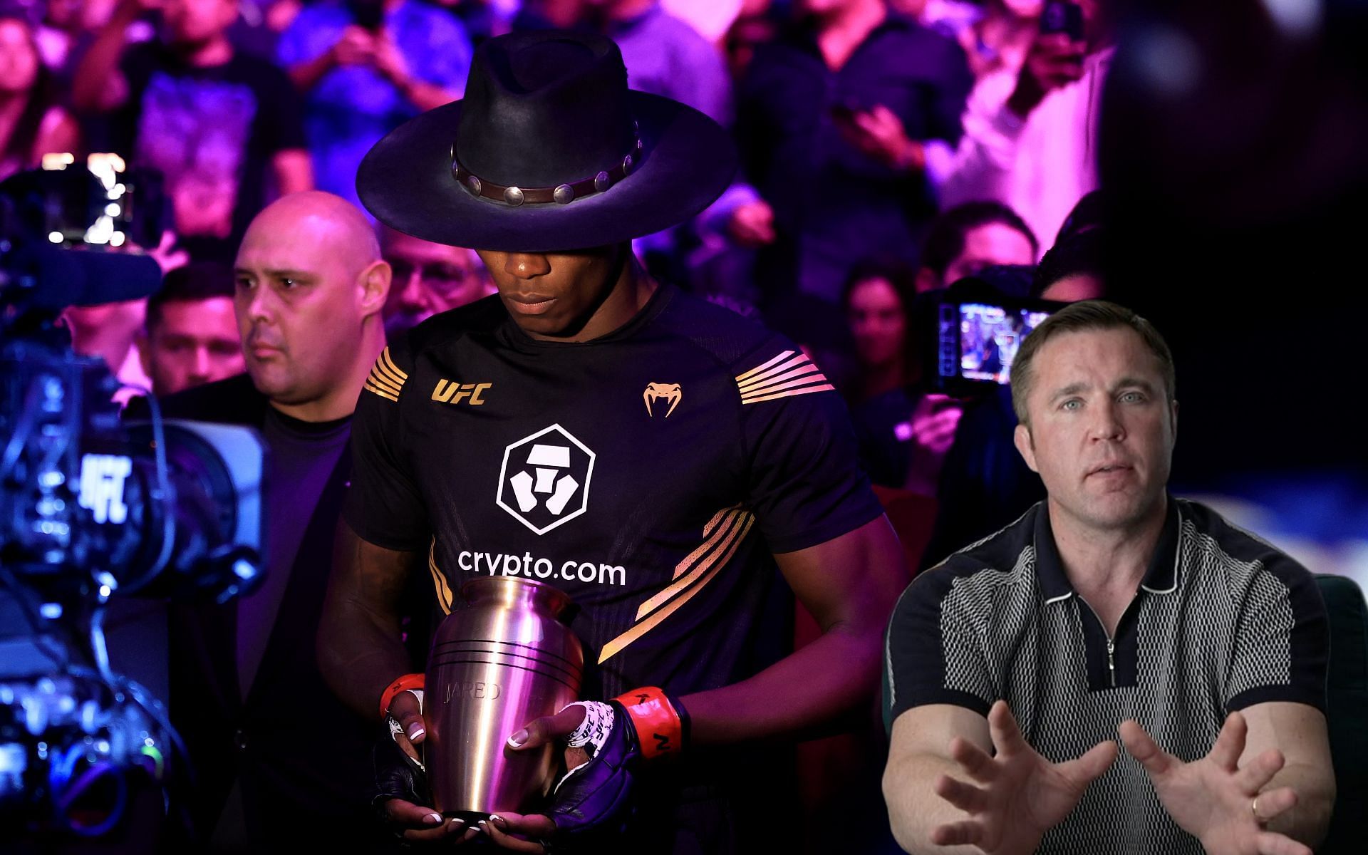 Israel Adesanya (left) and Chael Sonnen (right) (Images via Getty and YouTube/Chael Sonnen)