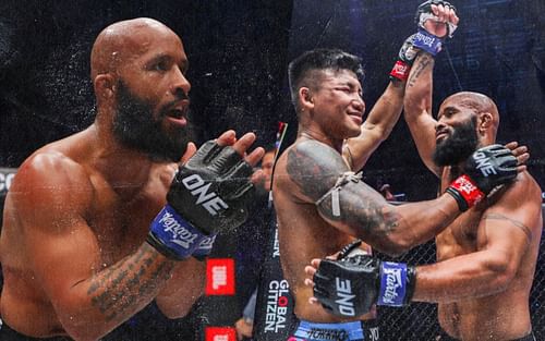 (left) 'Mighty Mouse' Demetrious Johnson with Rodtang 'The Iron Man' Jitmuangnon [Credit: ONE Championship]