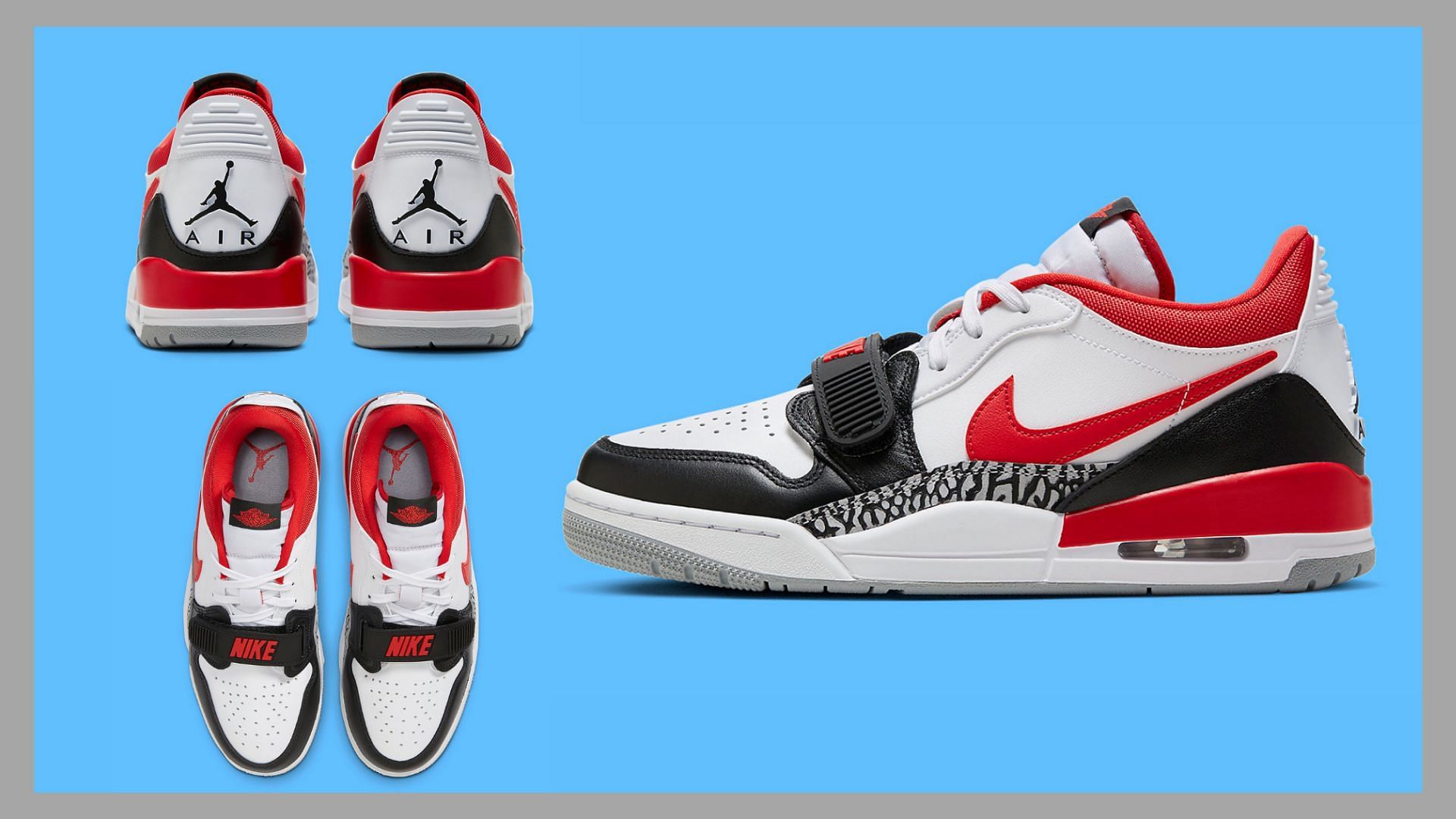 Take a detailed look at the Jordan Legacy 312 Low Black Toe shoes (Image via Sportskeeda)
