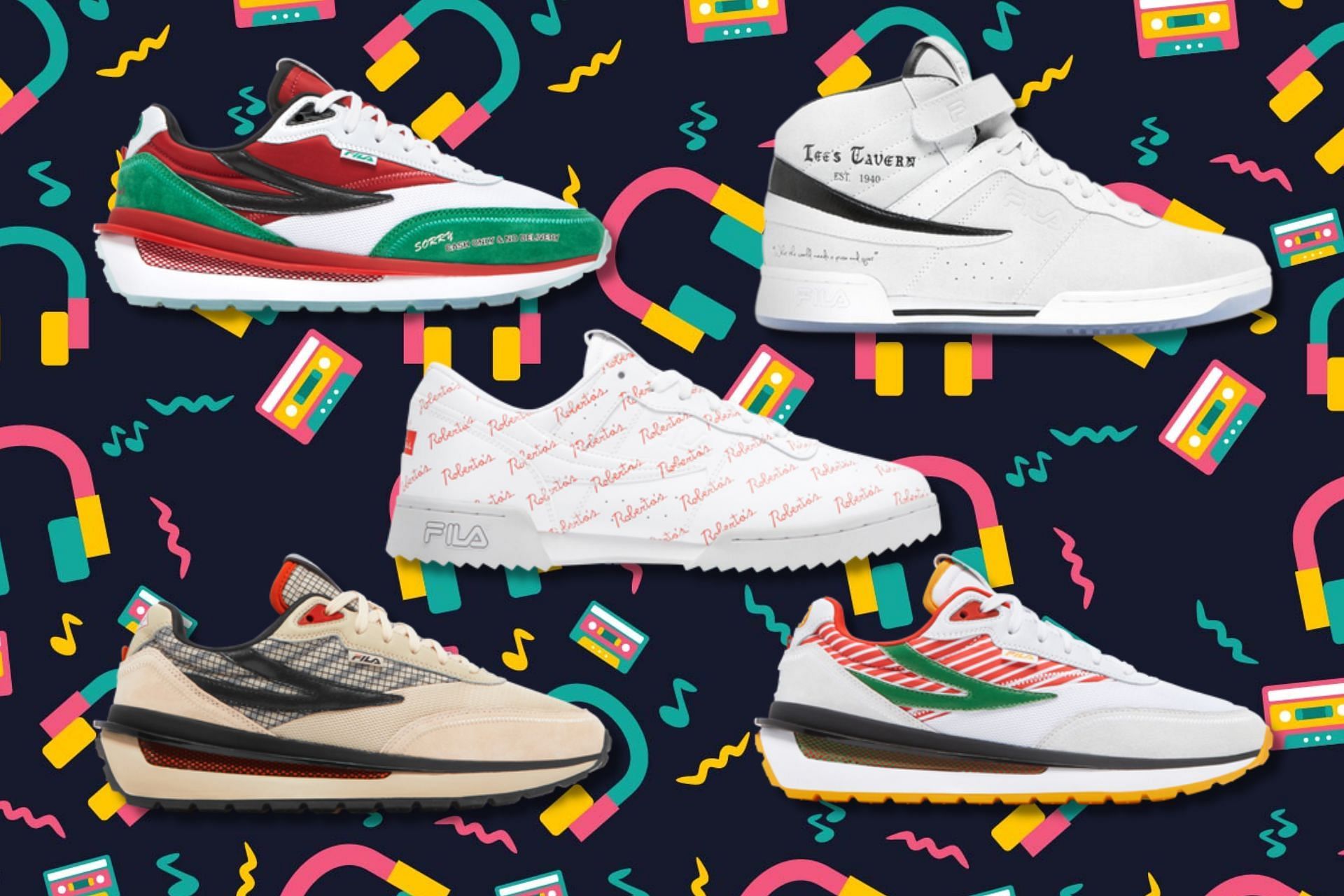 The newly launched 5-piece Fila x NYC pizzerias sneaker collection (Image via Sportskeeda)