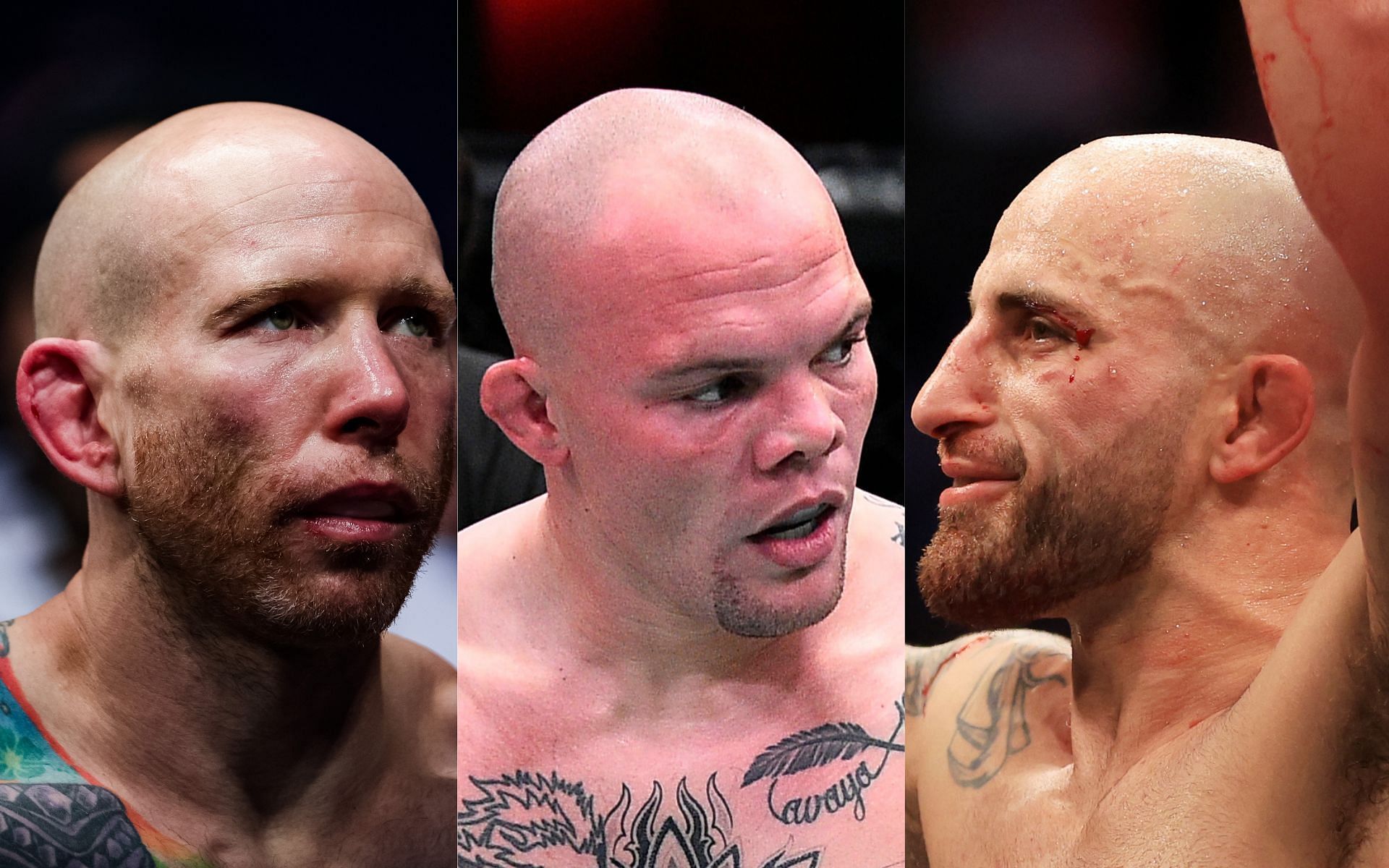 Josh Emmett (L), Anthony Smith (C), and Alexander Volkanovski (R)