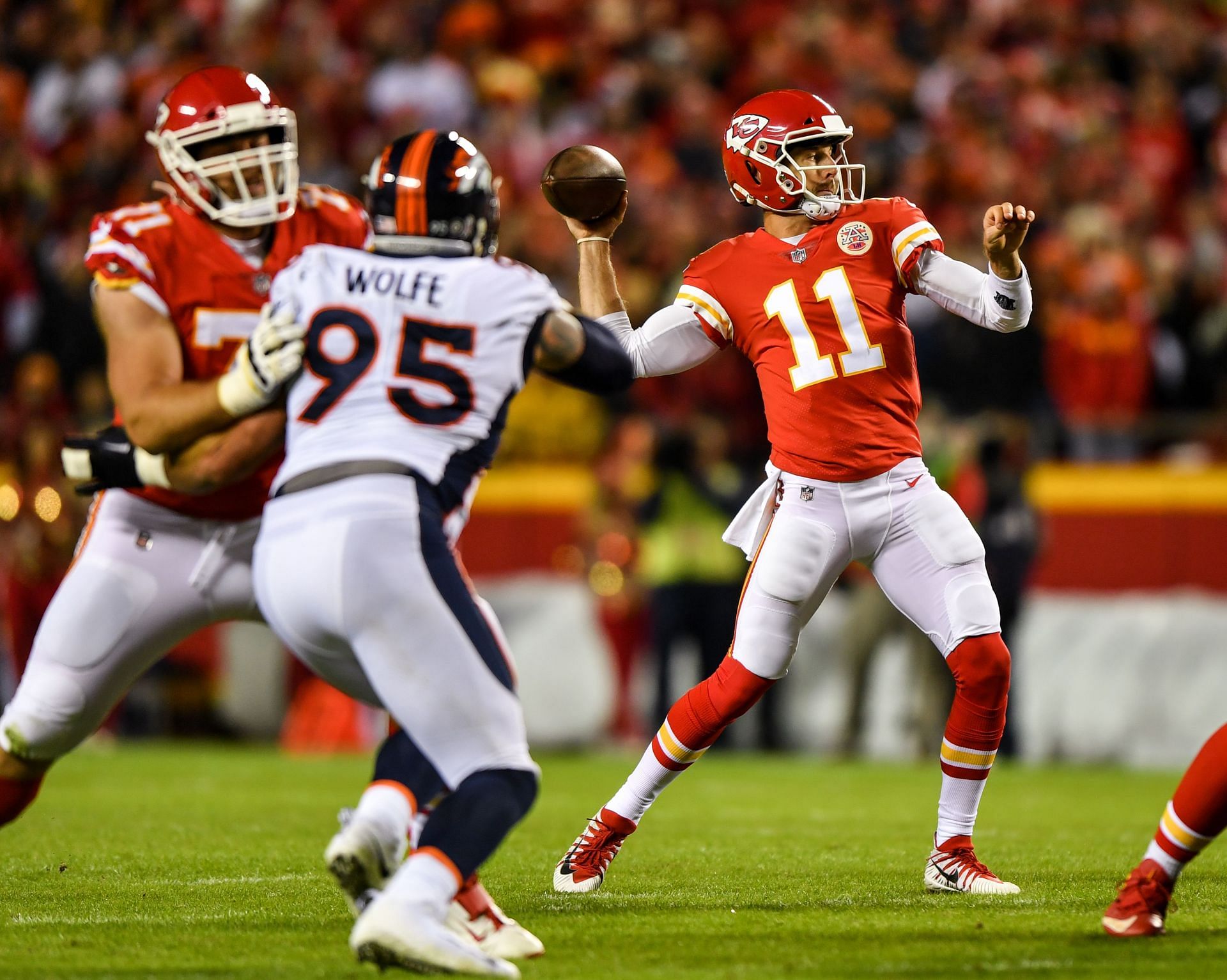 Derek Wolfe (95) in action against Kansas City Chiefs