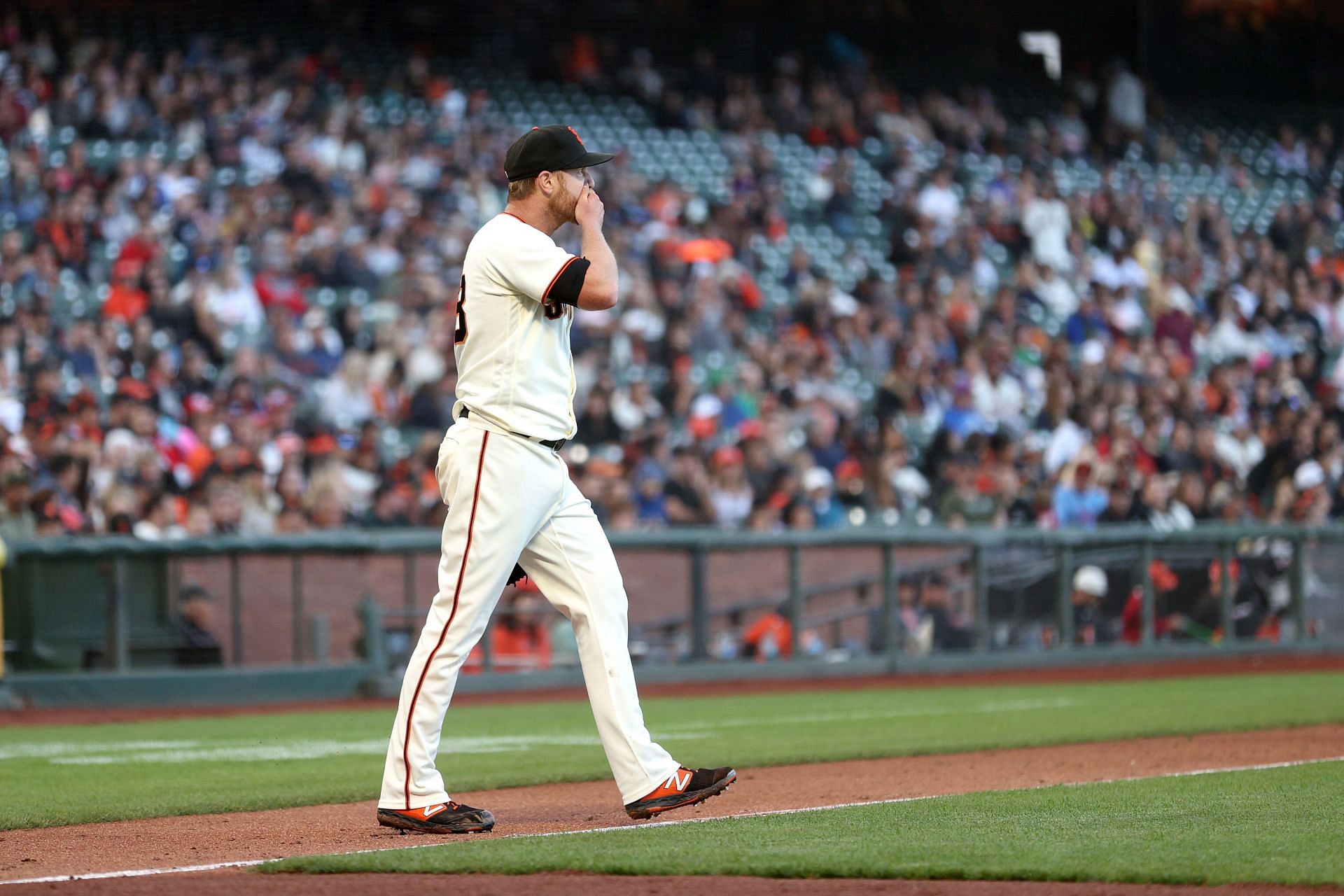 Alex Cobb reacts after giving up a hit, Arizona Diamondbacks v San Francisco Giants.