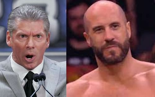 WWE's Vince McMahon (left) and AEW star Claudio Castagnoli (right)