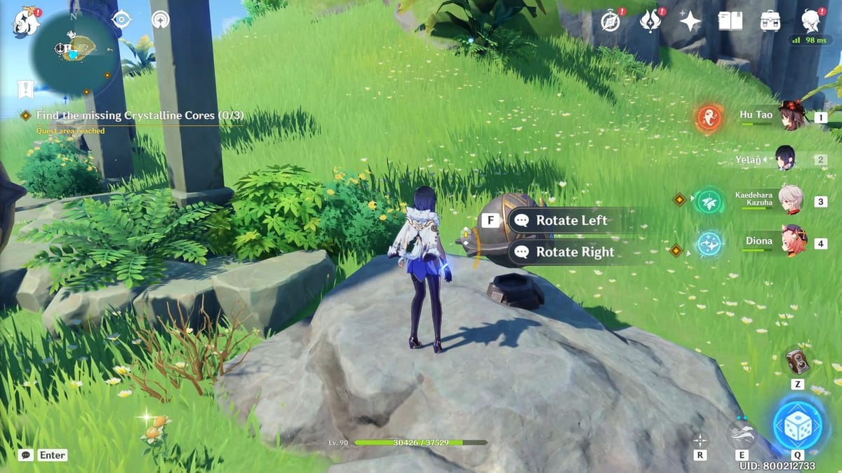 Find the missing crystalline cores in Genshin Impact All 3 puzzle