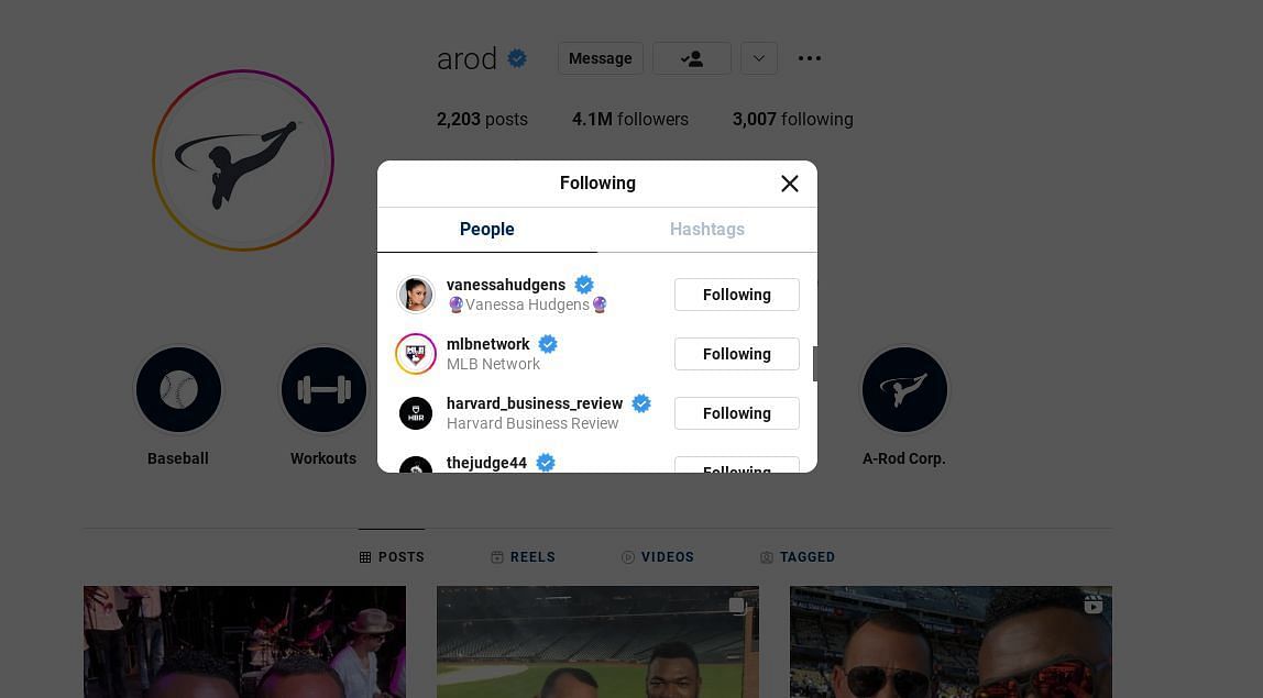 A-Rod follows Vanessa on Instagram. 