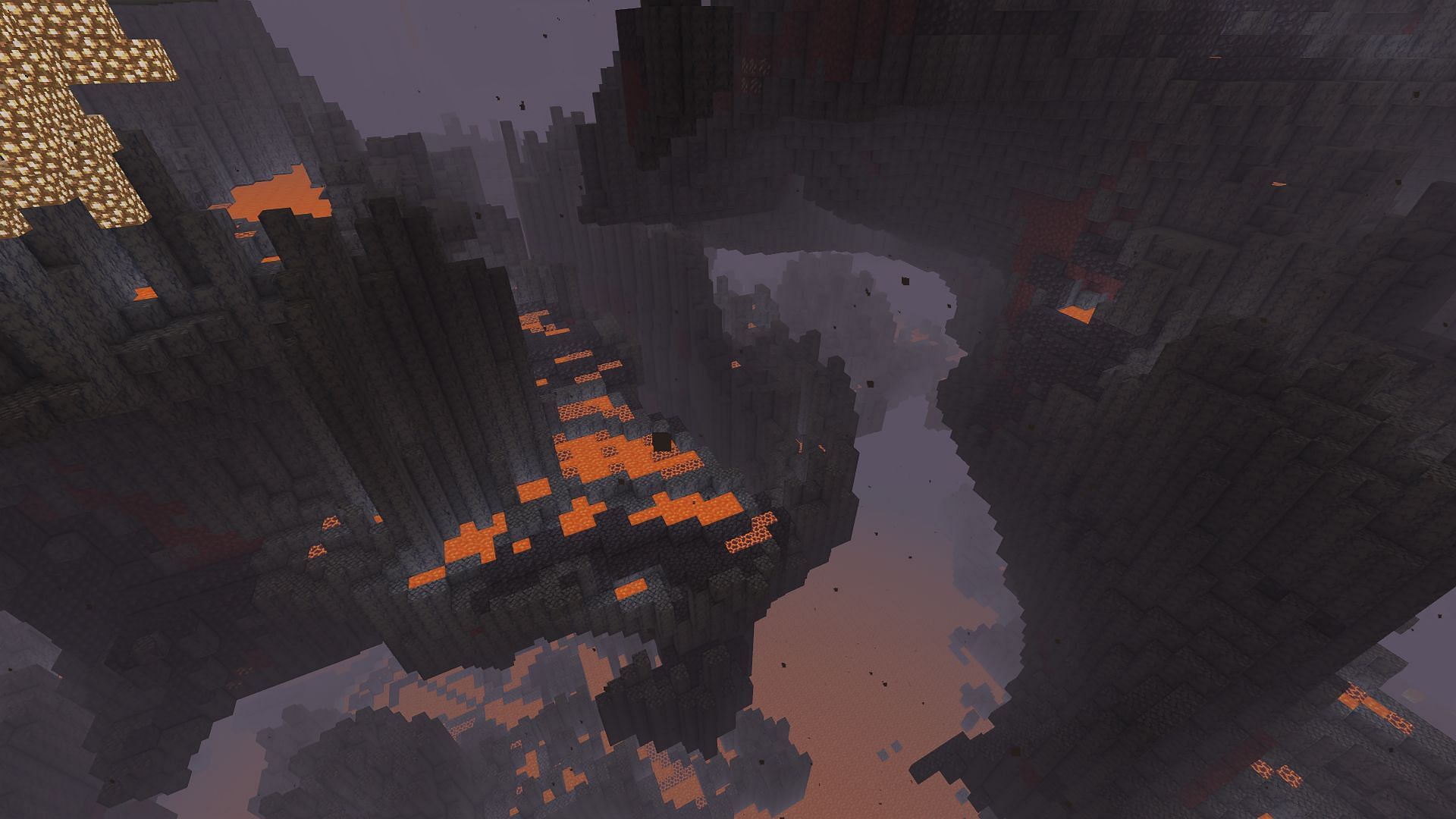 Example of a basalt delta biome (Image via Minecraft)