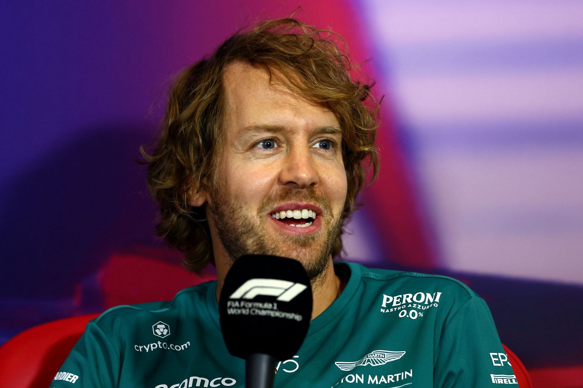 Sebastian Vettel in the Drivers&#039; Press Conference during previews ahead of the F1 Grand Prix of Great Britain at Silverstone on June 30, 2022, in Northampton, England. (Photo by Clive Rose/Getty Images)