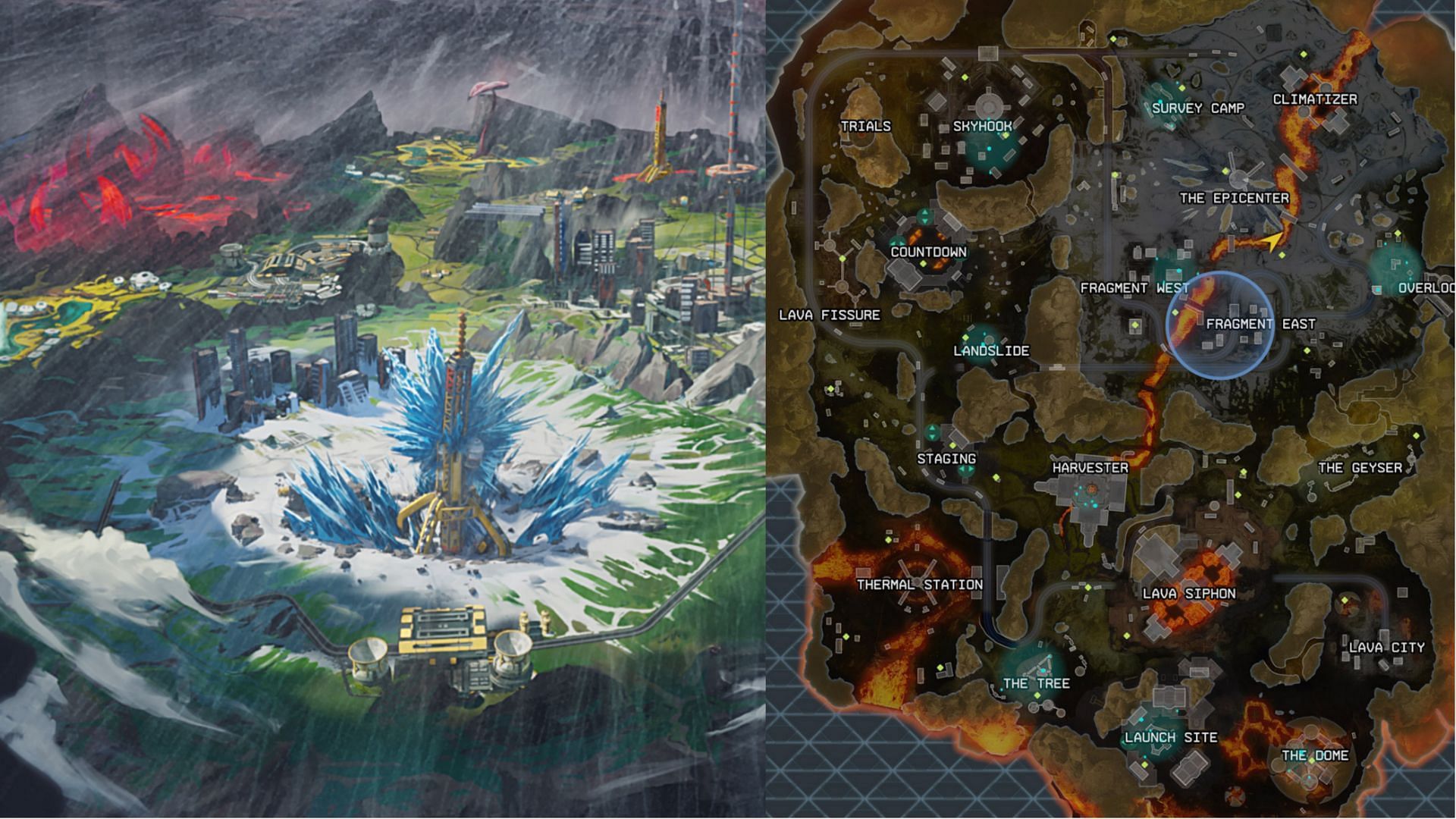 A look at the best landing areas in World&#039;s Edge (Image via Respawn and EA)