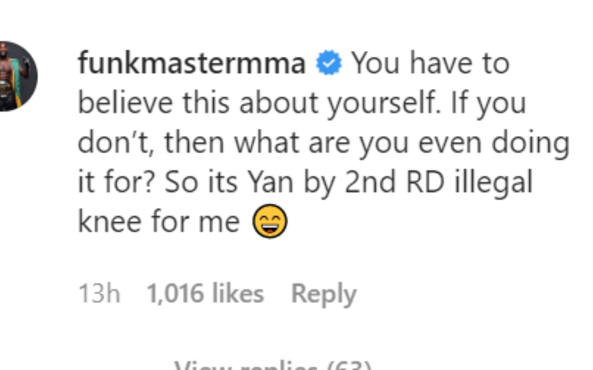 Aljamain Sterling's comment