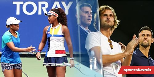 From L-R: Mari and Naomi Osaka, Marko and Novak Djokovic.