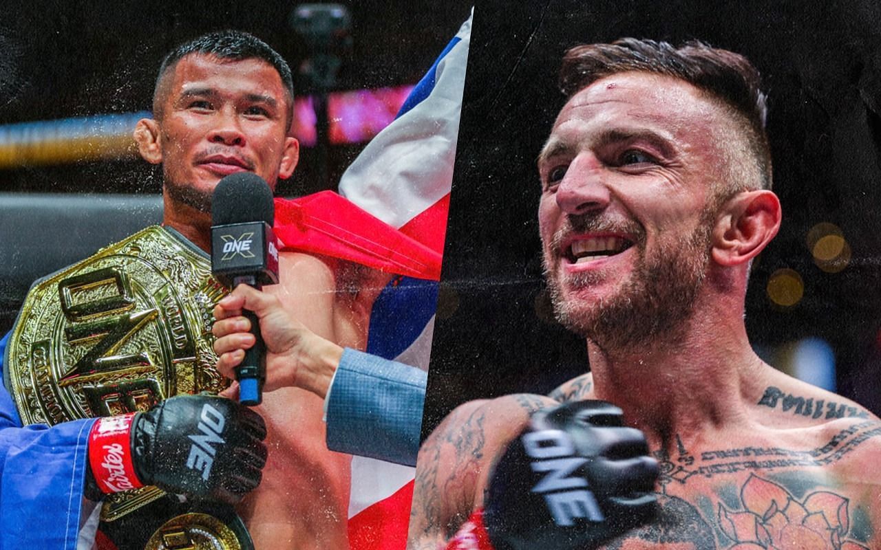 Nong-O Gaiyanghadao (left) and Liam Harrison (right). [Photos ONE Championship]