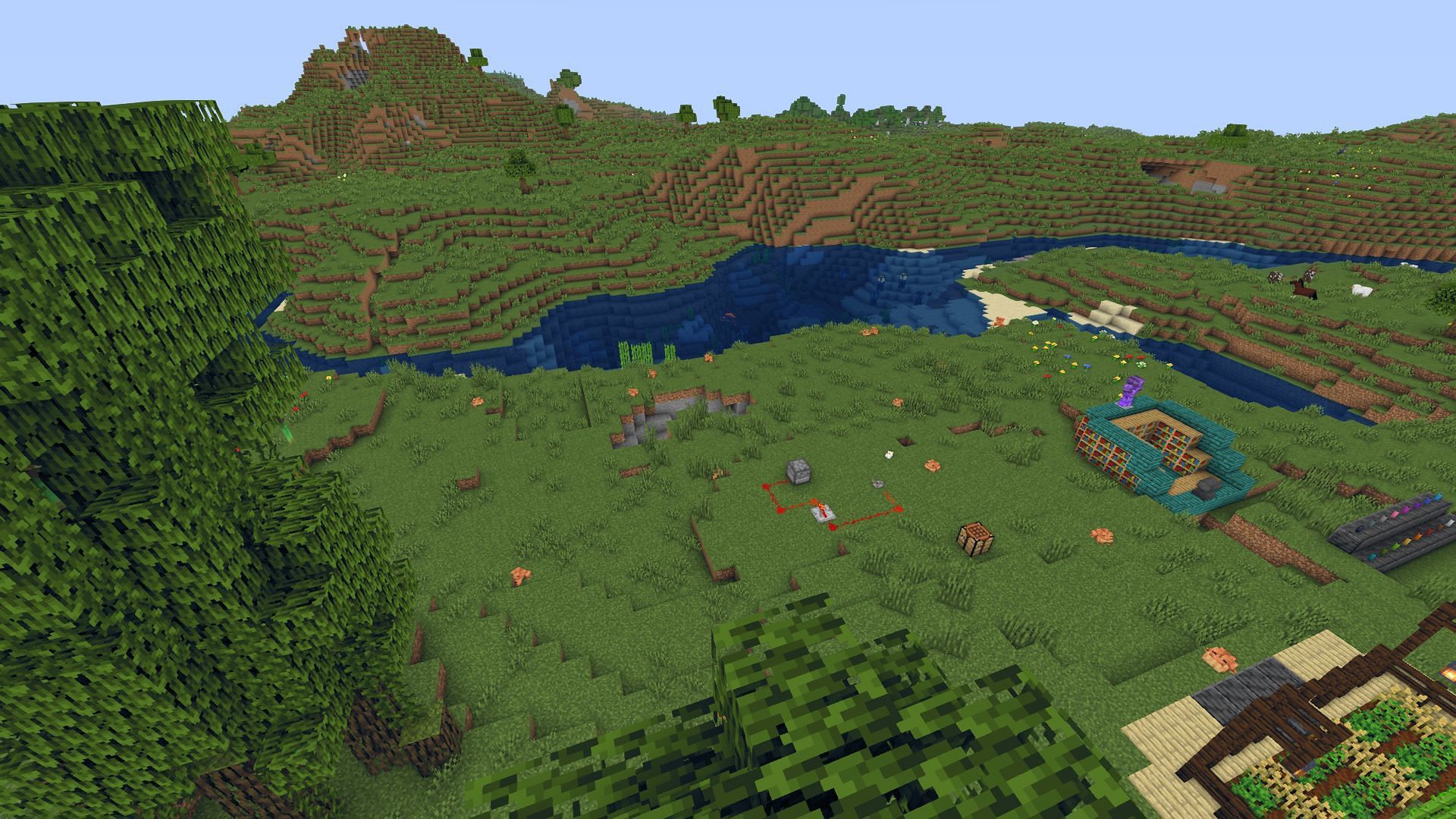 The example area with Tea shaders applied (Image via Minecraft)