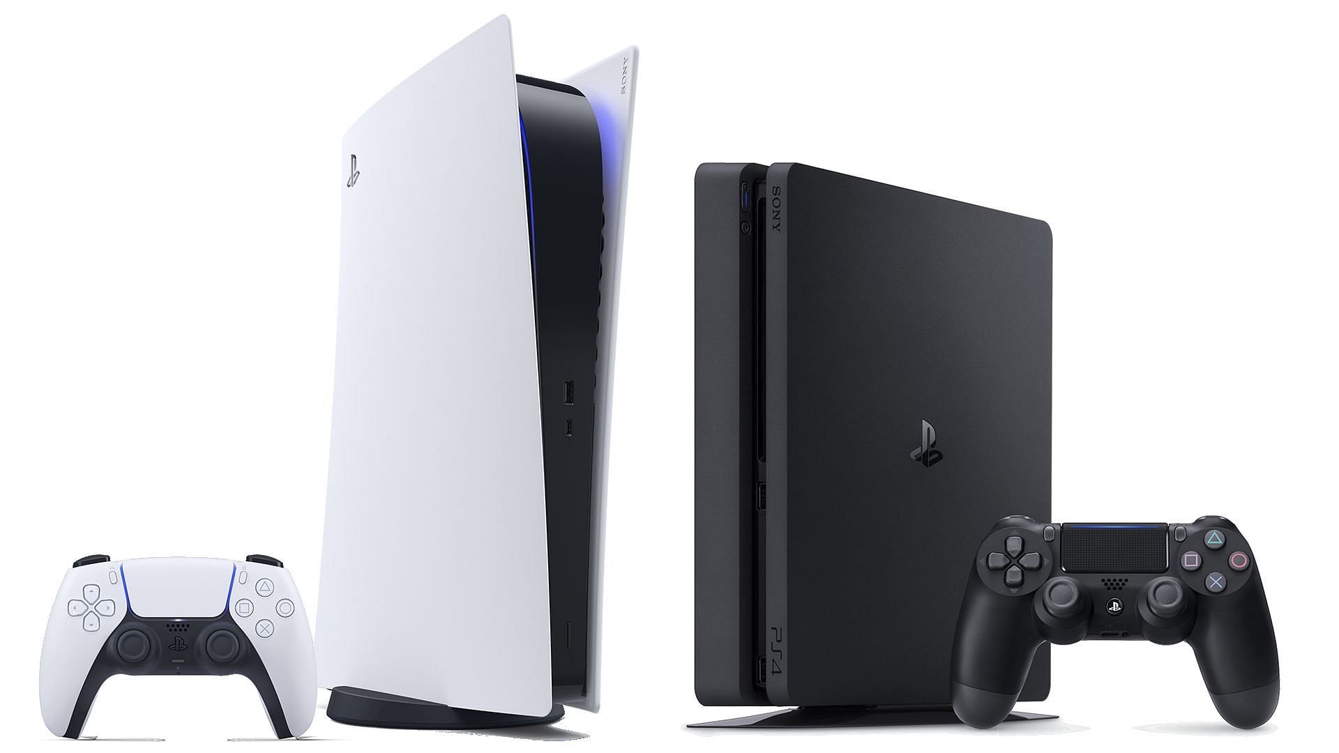 The PlayStation 5 Digital Edition and the PS4 Slim (Image via Sony)