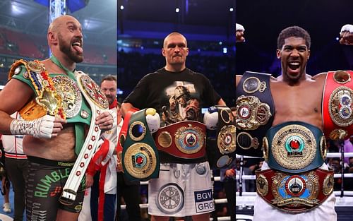 Tyson Fury (left), Oleksandr Usyk (center), and Anthony Joshua (right) (Image credits Getty Images)