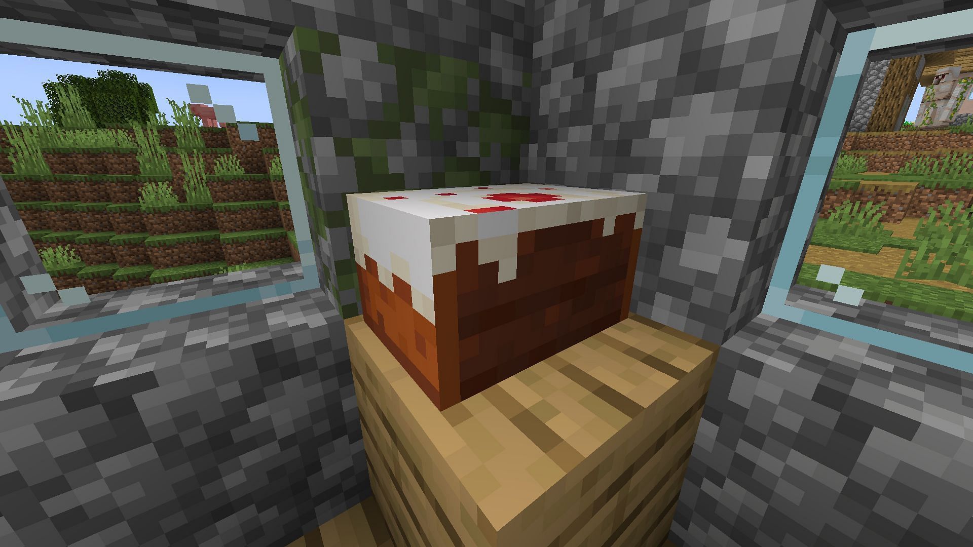 Cakes can be placed as blocks and several players can eat from seven cake slices (Image via Minecraft 1.19 update)