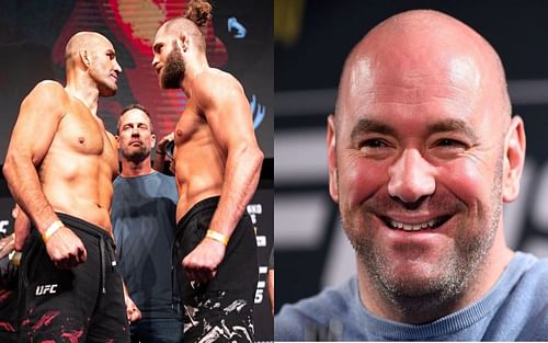 From left to right: Glover Teixeira, Jiri Prochazka, and Dana White [Images Courtesy: @ufc and @fightsportitaliaofficial on Instagram]