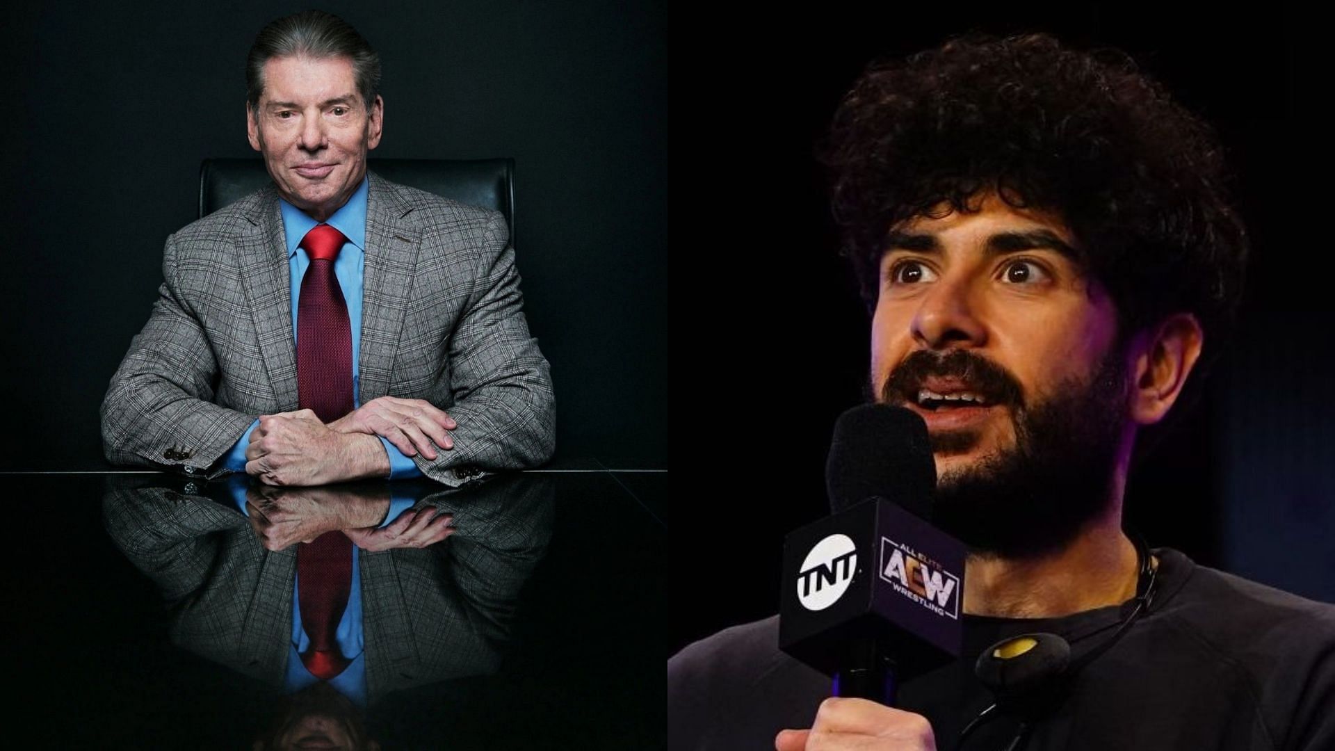 Former WWE President and CEO Vince McMahon (left), Tony Khan (right)