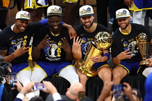 Andre Iguodala, Draymond Green, Stephen Curry and Klay Thompson.