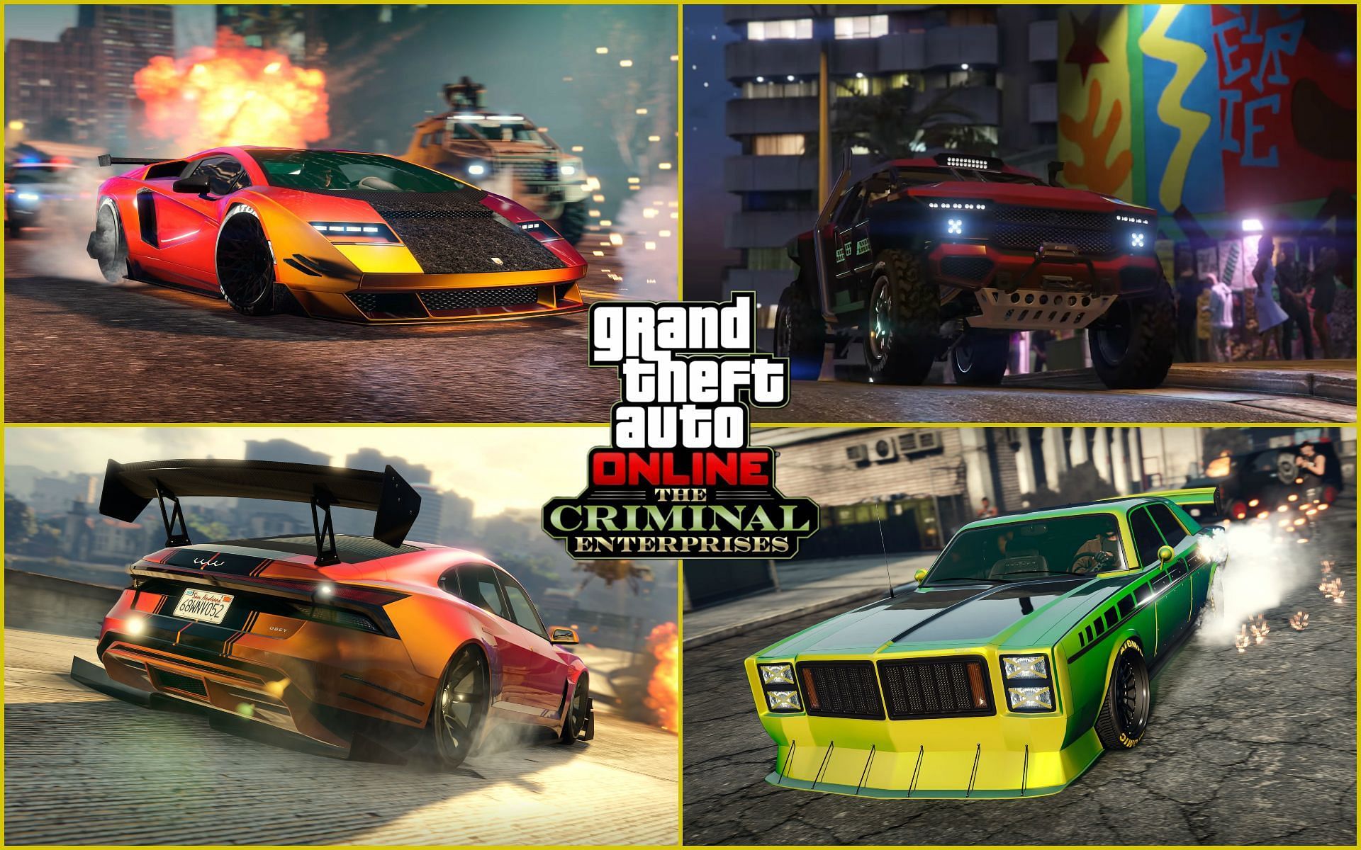 Some of the cars arriving in GTA Online with The Criminal Enterprises DLC (Images via Rockstar Games)