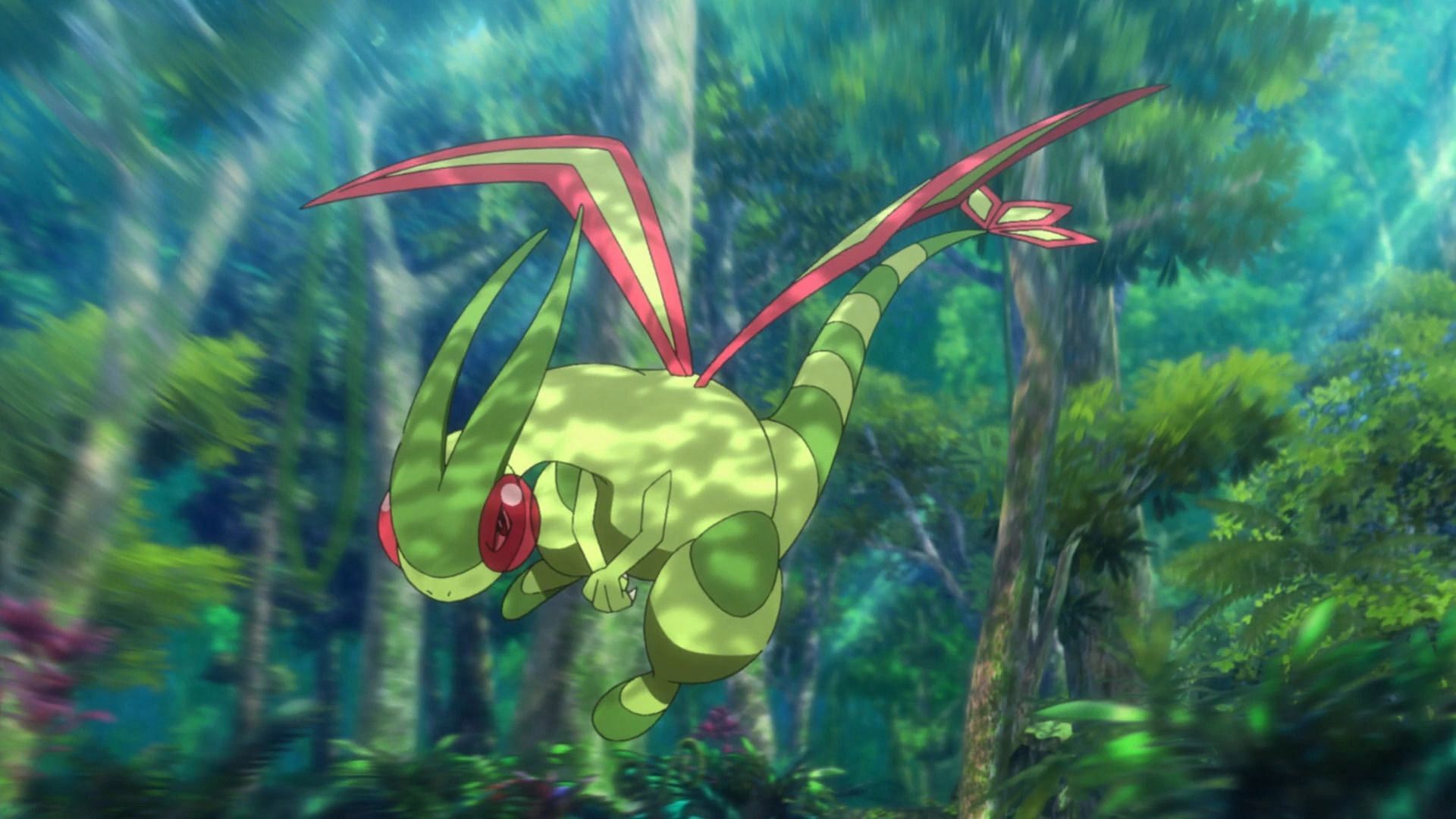Flygon is a little shy (Image via OLM Incorporated, Pokemon: Secrets of the Jungle)