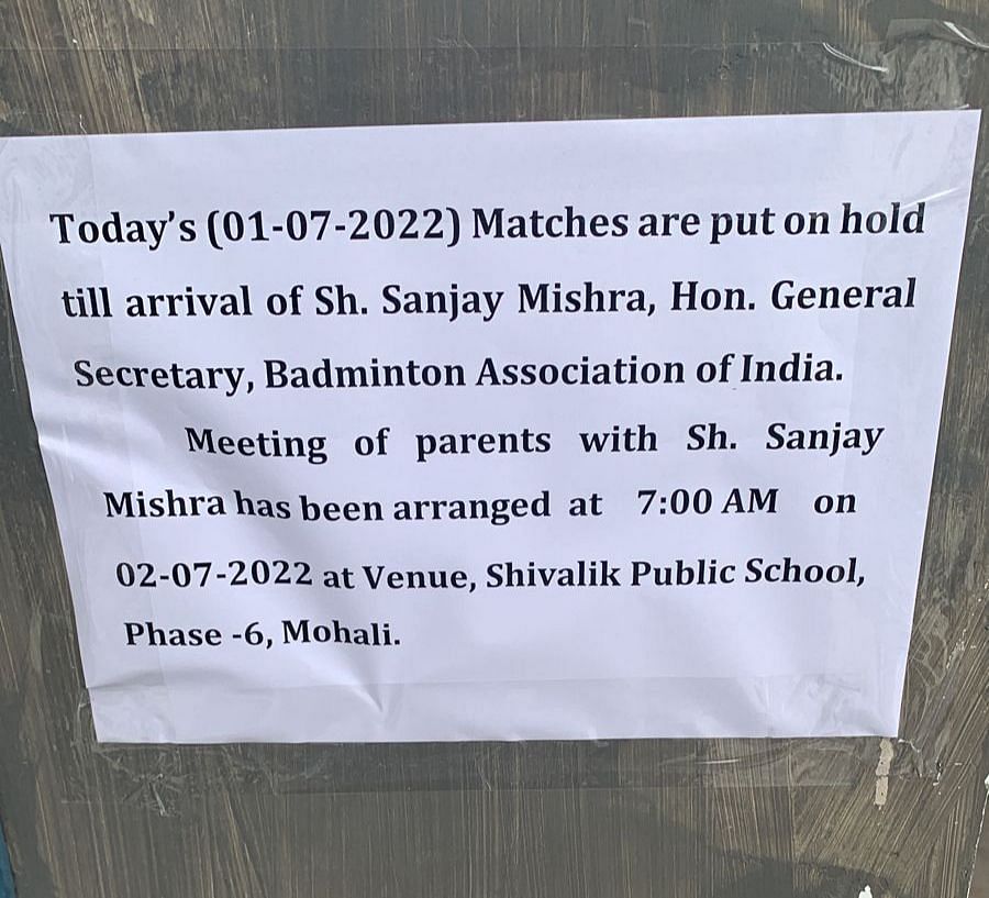 Organizing committee displayed notice at the Shivalik School, Mohali on Friday. (Pic credit: BAI)
