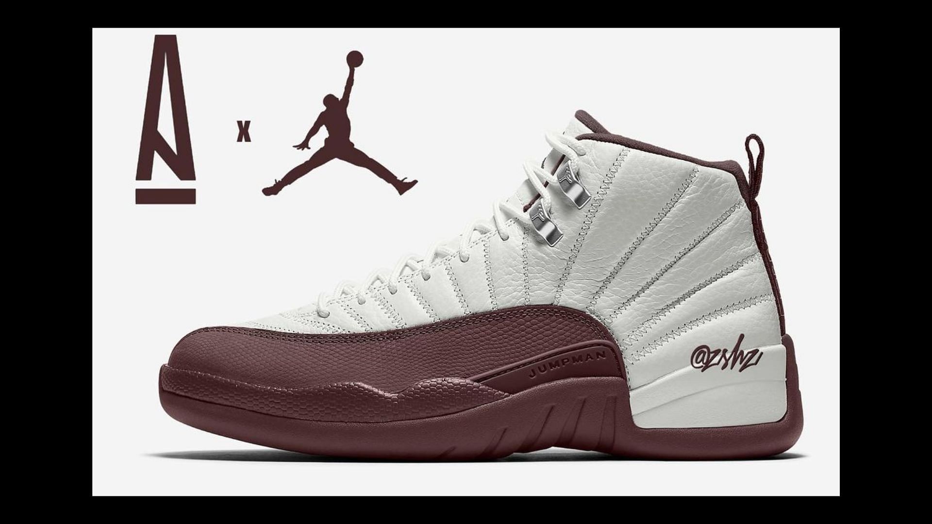 Mock-up Imagery of the white / Burgundy Crush colorway (Image via @zsneakerheads / Instagram)