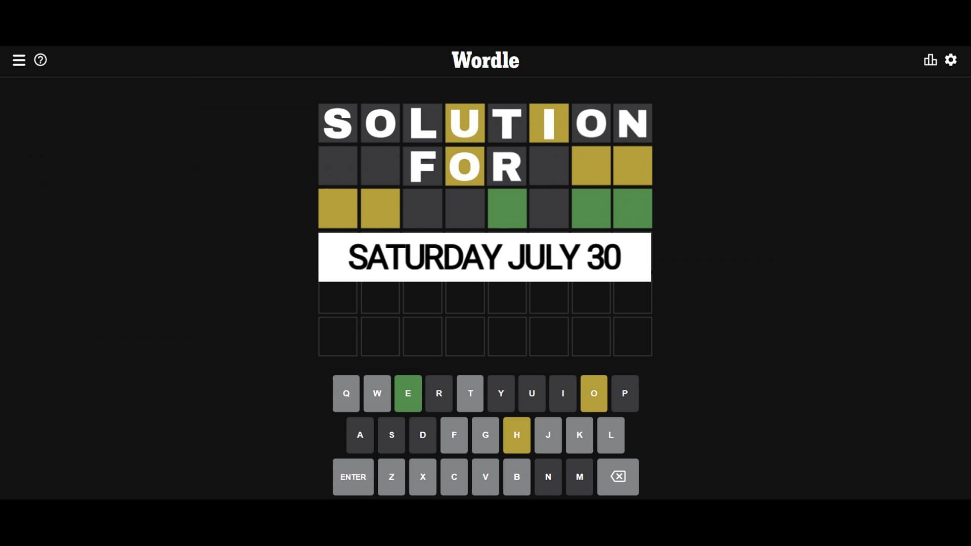 Wordle solution for July 30 rhymes with &quot;fluff&quot; (Image via Sportskeeda)