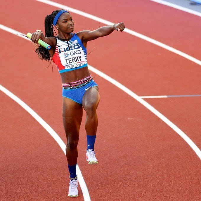 Who is Twanisha Terry? Member of USA relay team that won 4x100m race at
