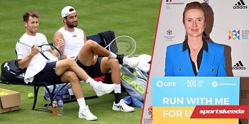 Casper Ruud and Matteo Berrettini (L) and Elina Svitolina.