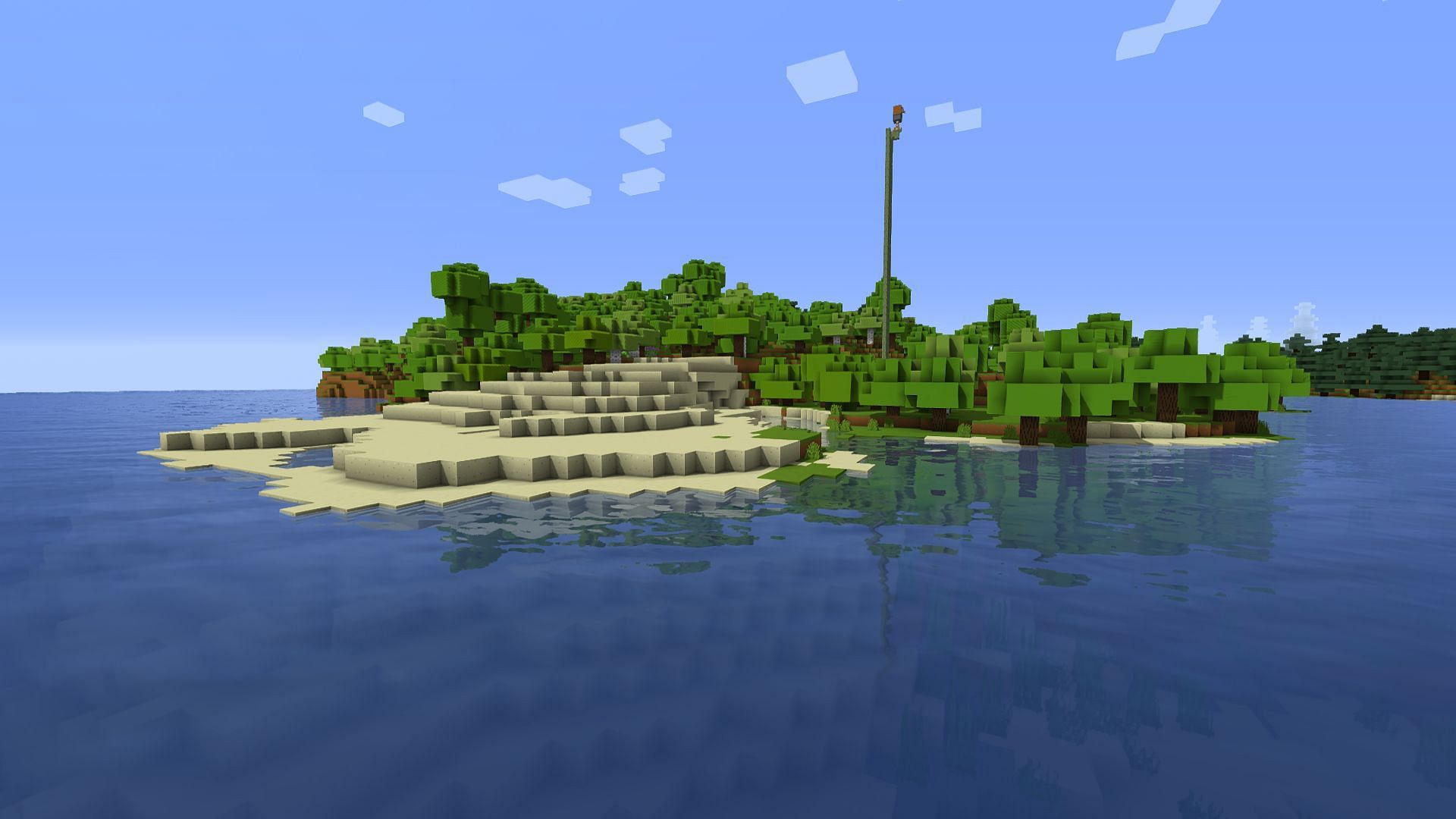 The look of water when using Sildur&#039;s Enchanced Default Fancy shader (Image via Minecraft)