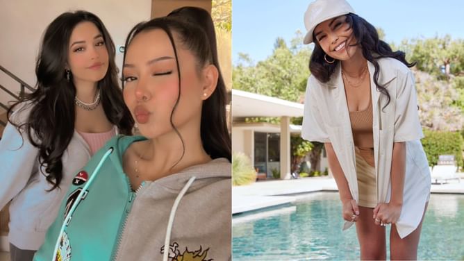 "Rae took off her heels" - Bella Poarch roasts Valkyrae by making fun of her height