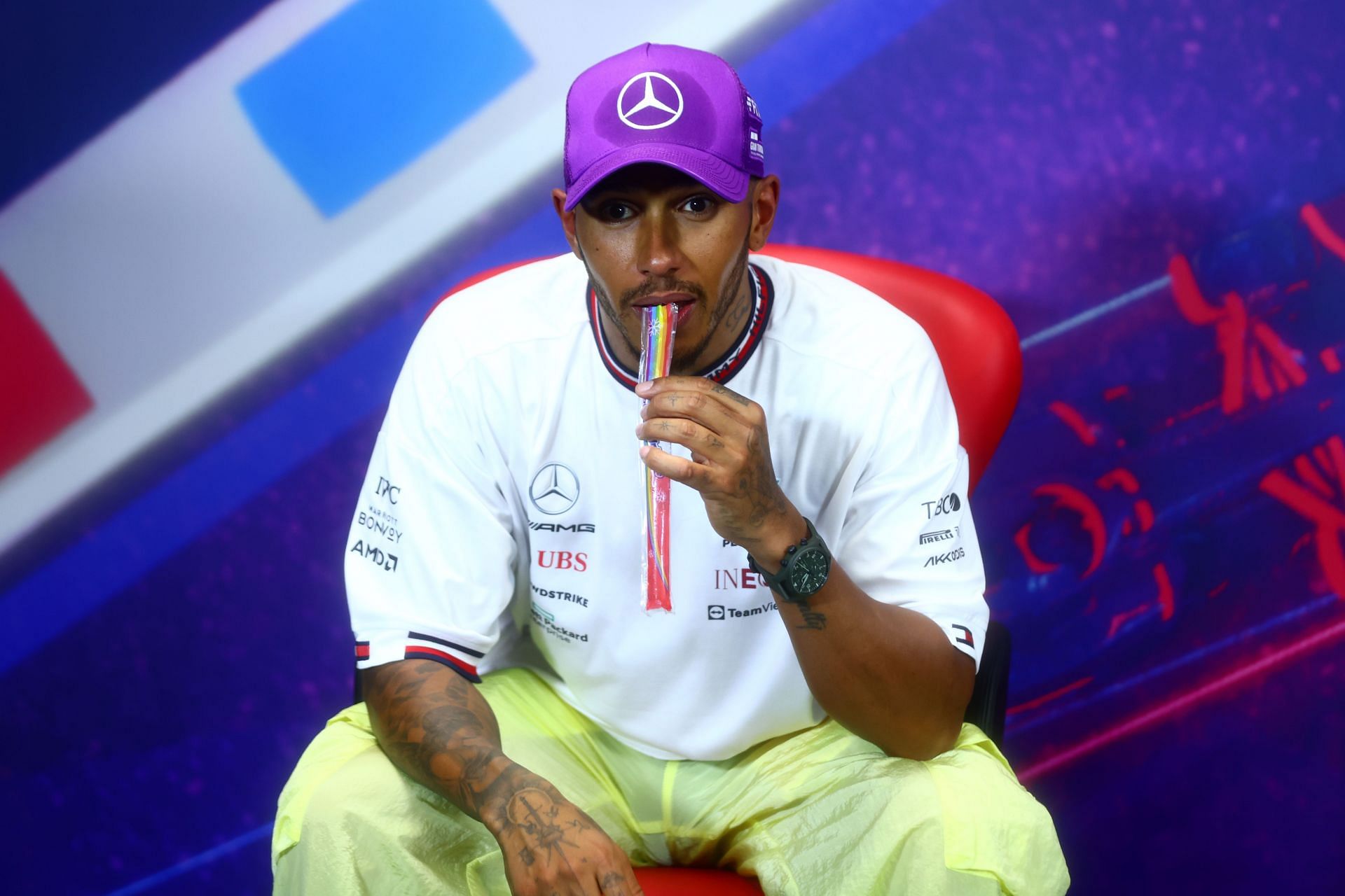 Hamilton went through the entire race without a rehydration bottle.