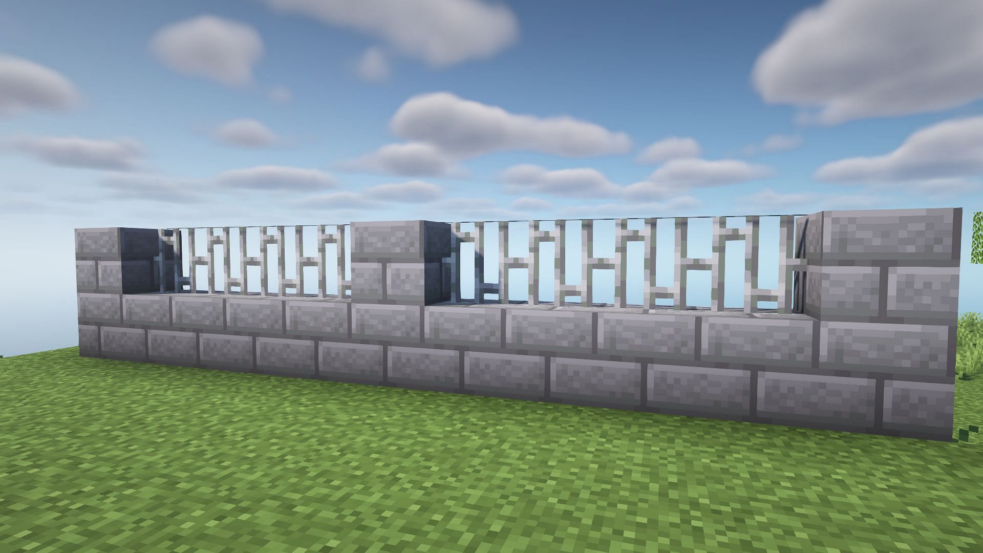 Iron bar and stone bricks fence (Image via Minecraft 1.19)