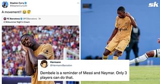 "Takes a 40% wage cut and turns into Ronaldinho", "Ousmane Stephen Curry Dembele" - Barcelona fans lose their mind as French winger plays like prime Lionel Messi and scores two wonder goals against Juventus
