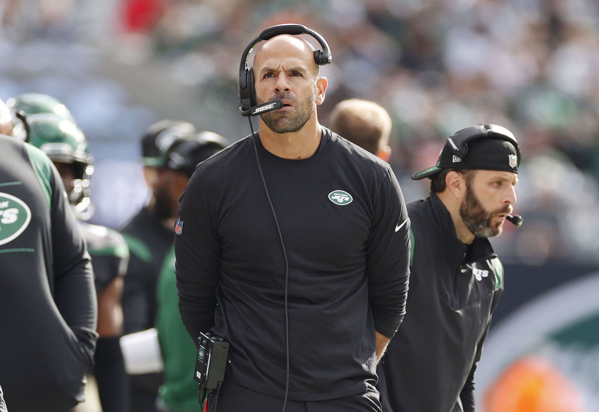 Notebook  Jets HC Robert Saleh Assesses the Guardian Helmet