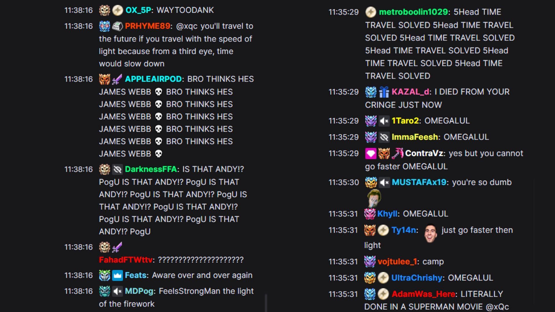 Chat reacting to his theory (Image via xqc/Twitch)