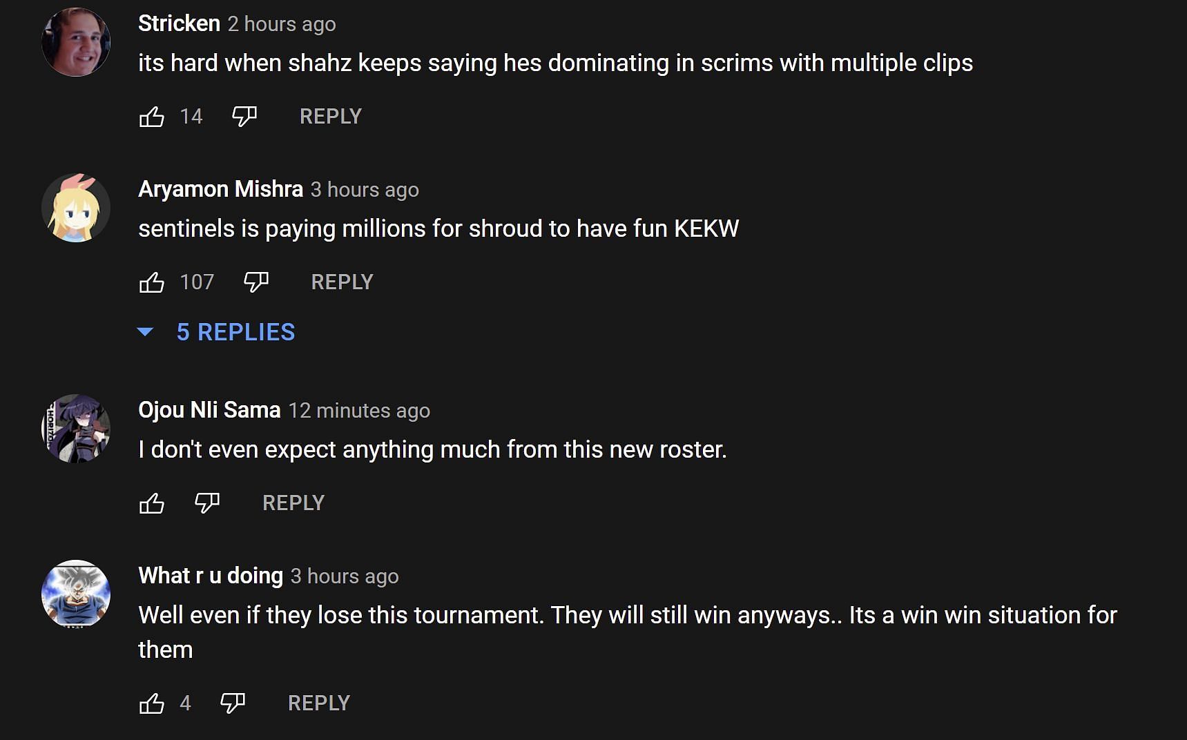 Fans in the YouTube comment section provide their take on the statements made by Sentinels Zellsis 2/2 (Image via Jett Shorts/YouTube)