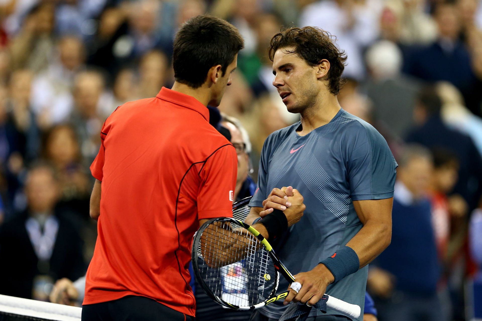 Novak Djokovic (L) and Rafael Nadal.