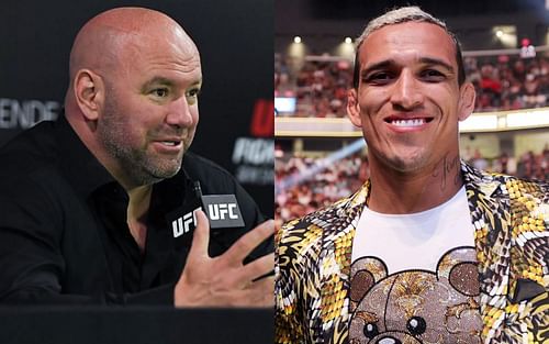 Dana White (left) and Charles Oliveira (right)