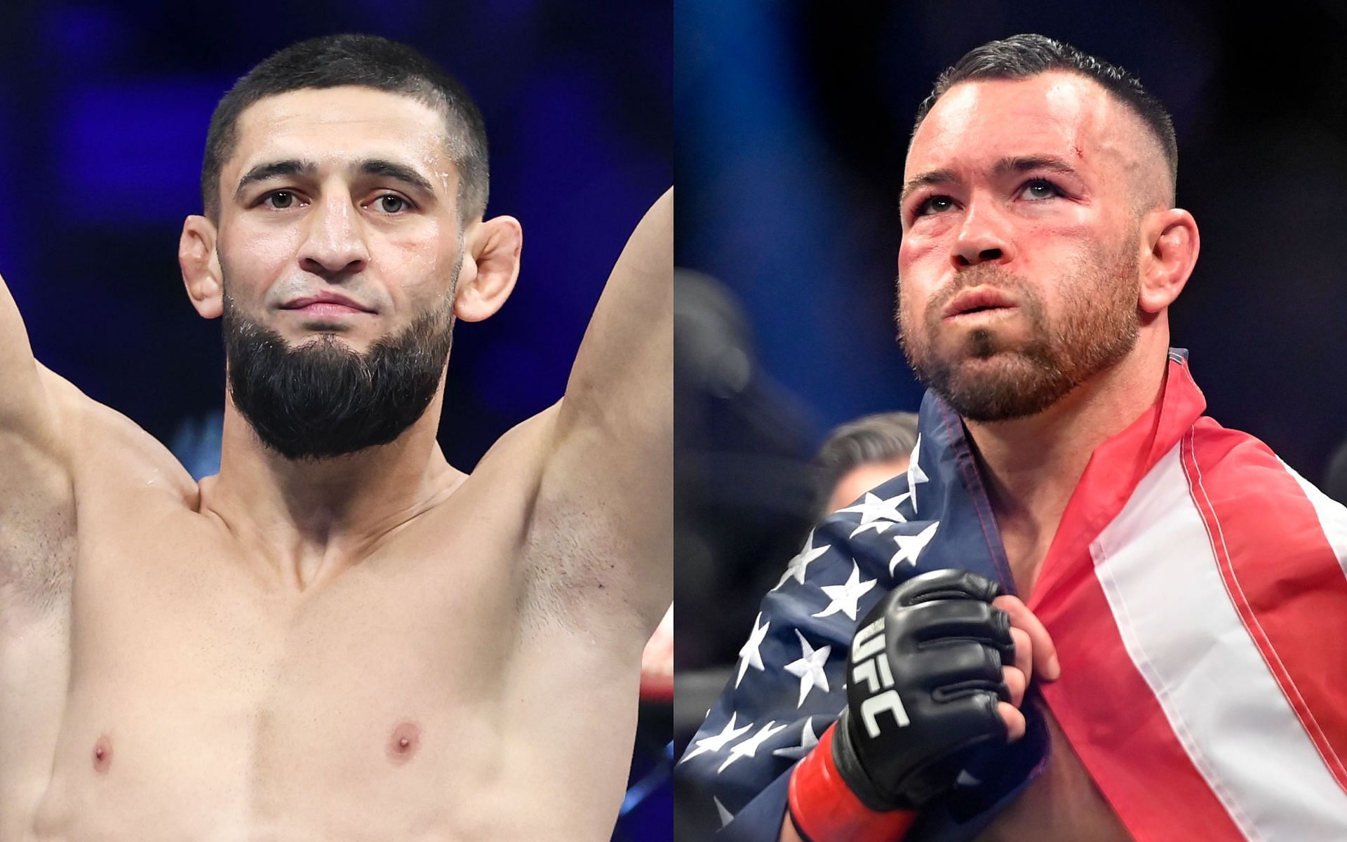 Khamzat Chimaev (left) and Colby Covington (right) (Images via Getty)