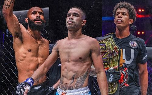 Demetrious Johnson (left), Danial Williams (middle), and Adriano Moraes (right) [Photo Credits: ONE Championship]