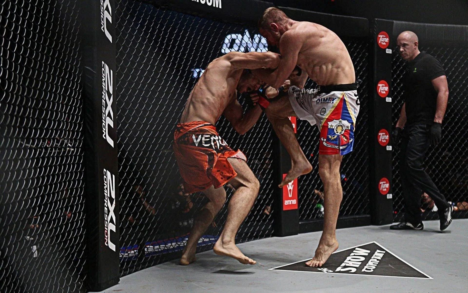 Vitaly Bigdash lands a knee to the head of Igor Svirid. [Photo ONE Championship]
