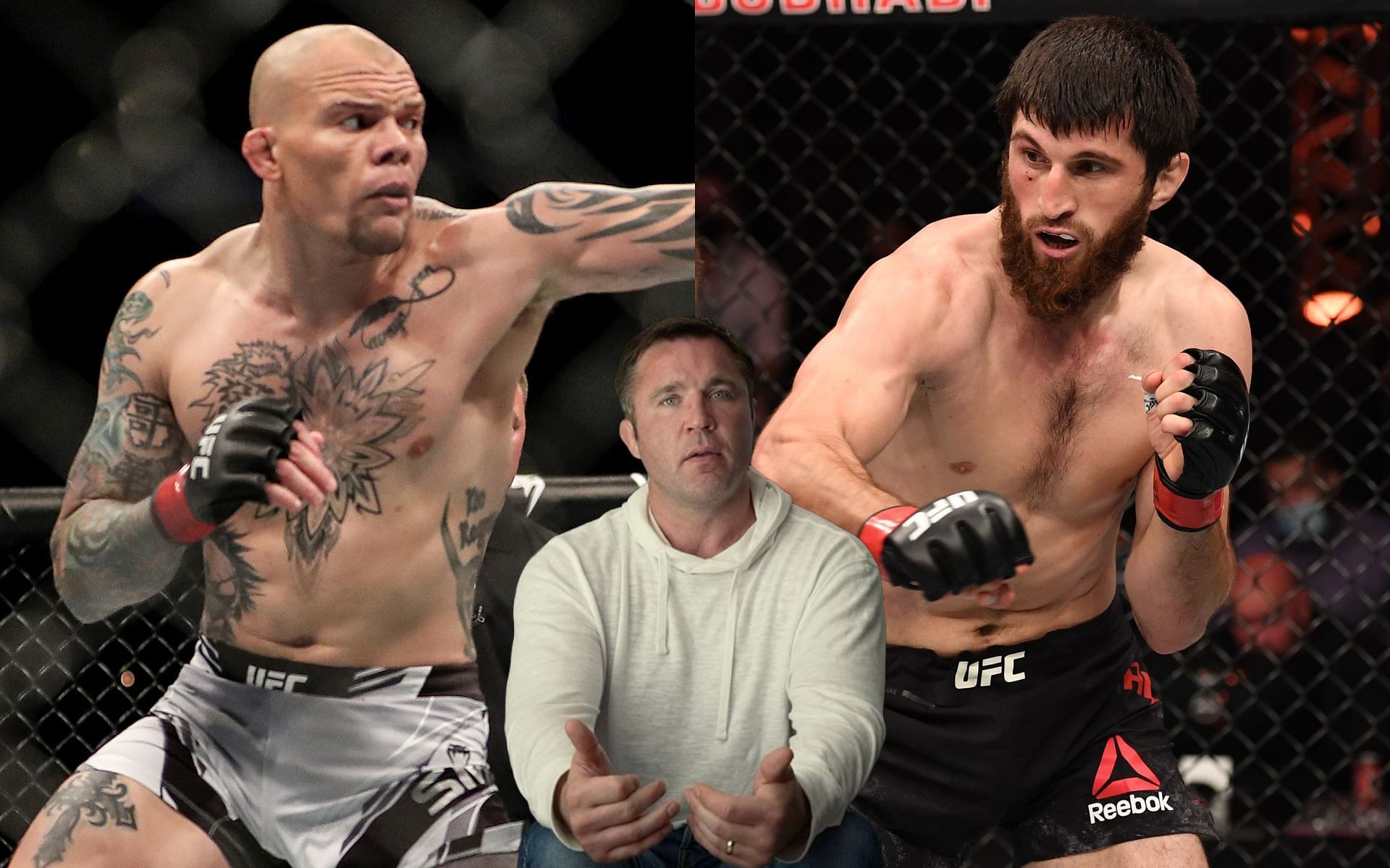Anthony Smith (left), Chael Sonnen (center), and Magomed Ankalaev (right) (Images via Getty and YouTube/Chael Sonnen)