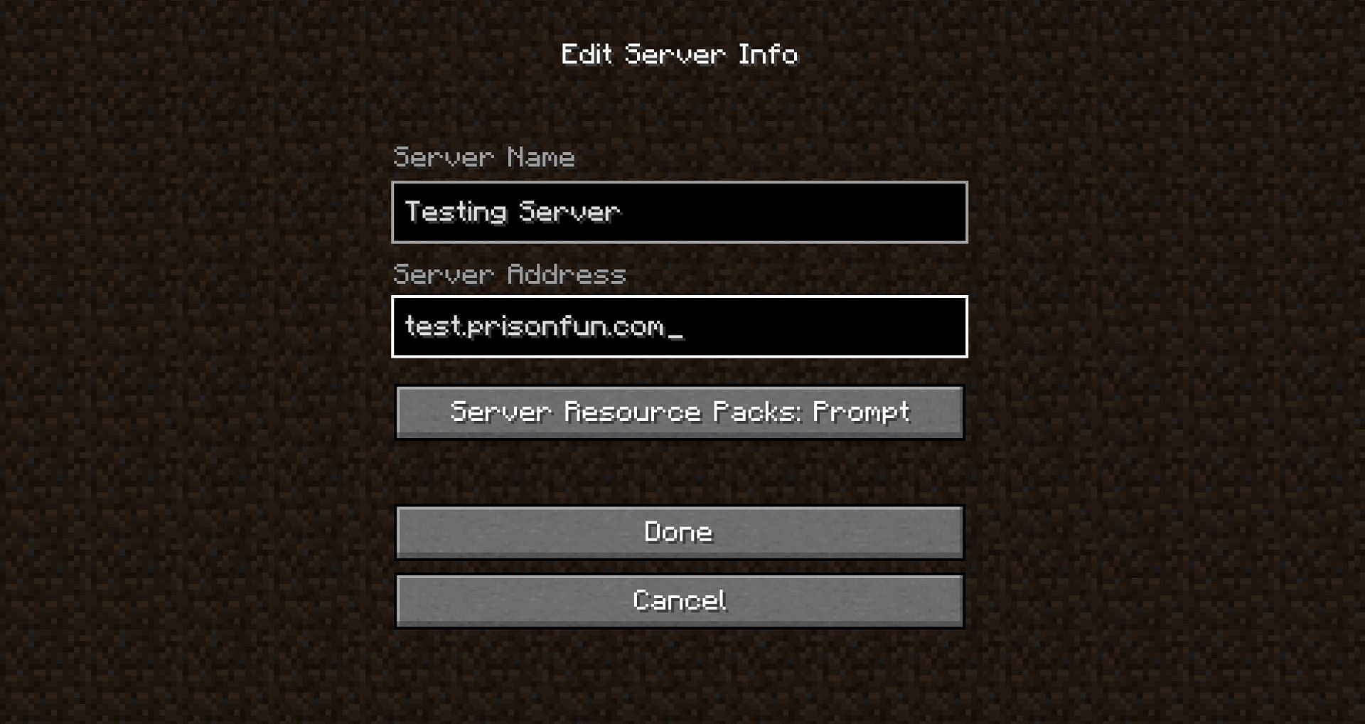This server can be used to test ping and connection (Image via Mojang)