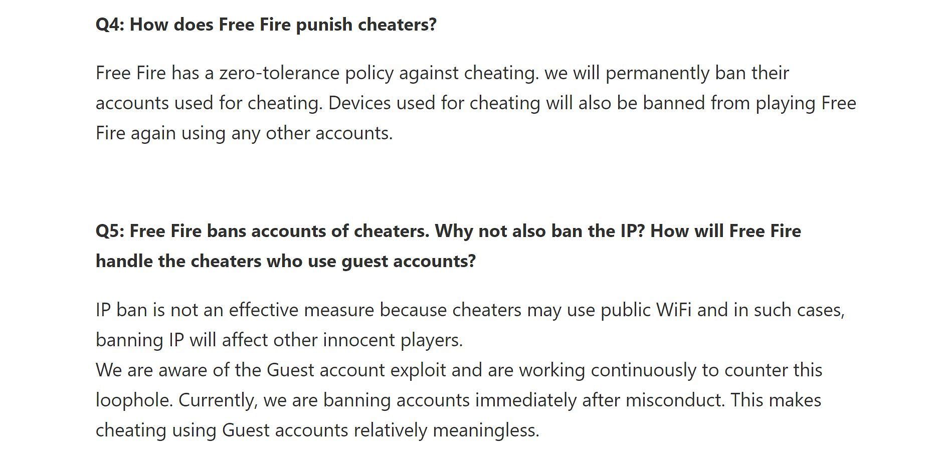 Any cheater will be permanently banned irrespective of the access (Image via Garena)